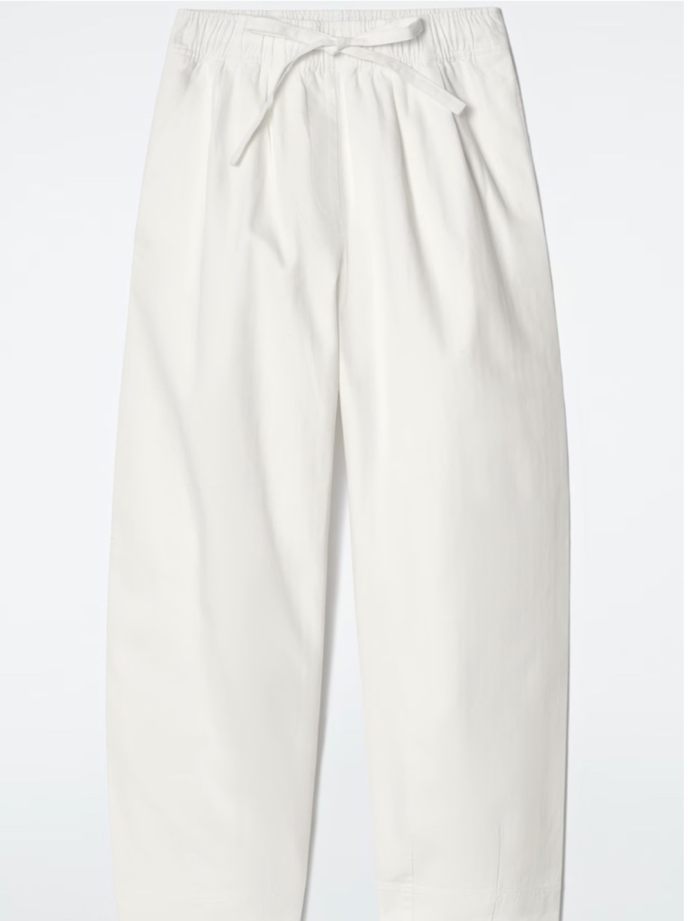 COS Cotton Tapered Drawstring Pants White Size 6
